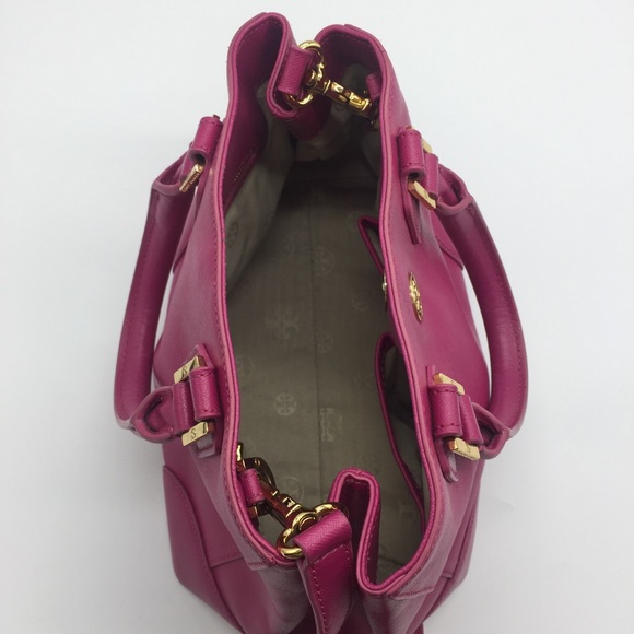 Tory Burch Fuschia Saffiano Leather Robinson Shoulder Crossbody Satchels Bag - Picture 5 of 13
